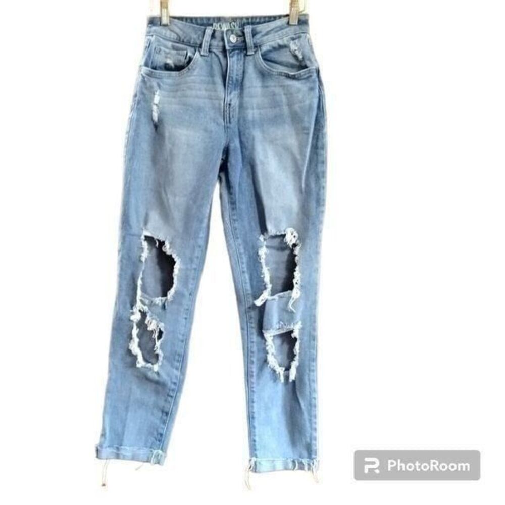 Rewash Super High Rise Mom Ankle Jeans Destroyed Distressed Junior Sz 3 26